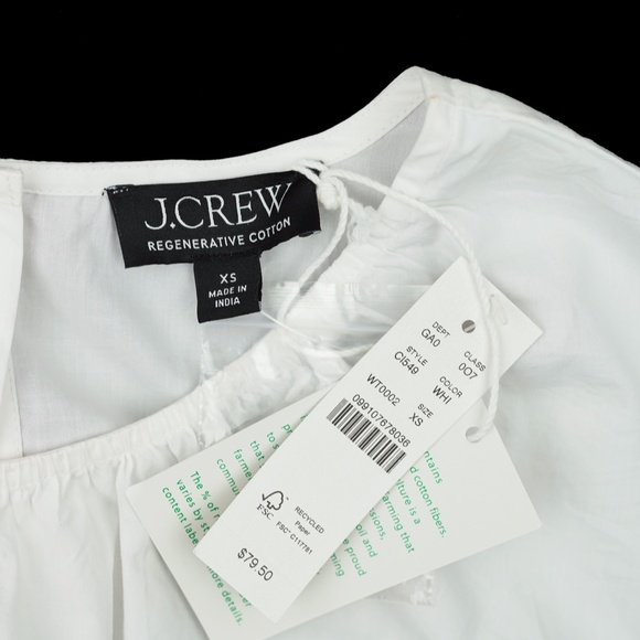 New J.CREW Size XS Hyacinth Top in Cotton Poplin White $79 CI549 - Picture 6 of 6
